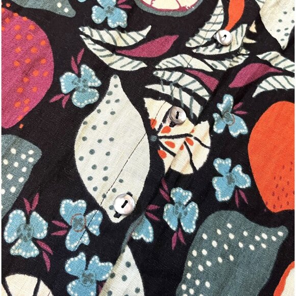 GUDRUN SJODEN 100% Linen Fruit Relaxed Boxy Fit Top Lagenlook ~Rare Print Medium - Picture 5 of 8